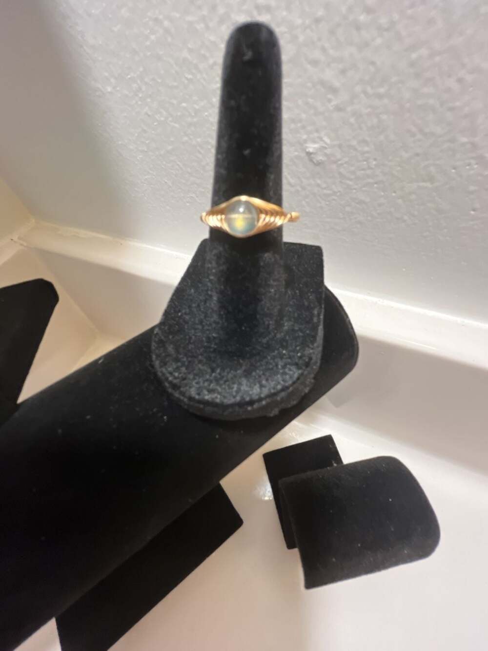 Eye of the Universe Adjustable Gold Simulated Opal Evil Eye Ring